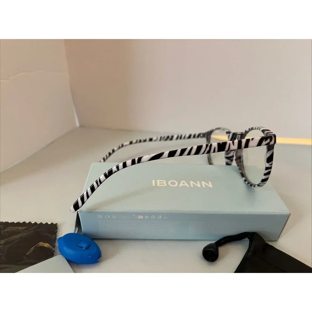 IBOANN Blue Light Glasses Zebra Fashion Blocks Harmful Blue Light Lightweight
